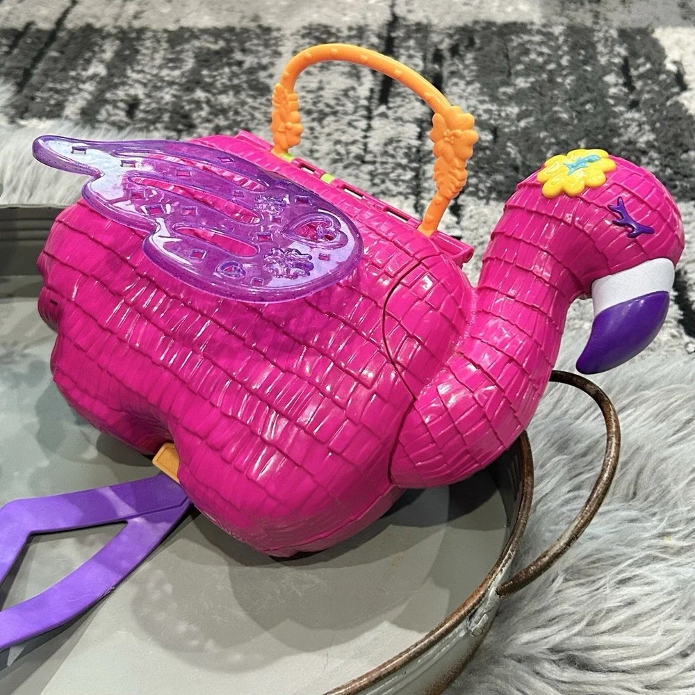 Polly Pocket Flamingo Animals Playset Mini Beach Scene W/ Some Accessories